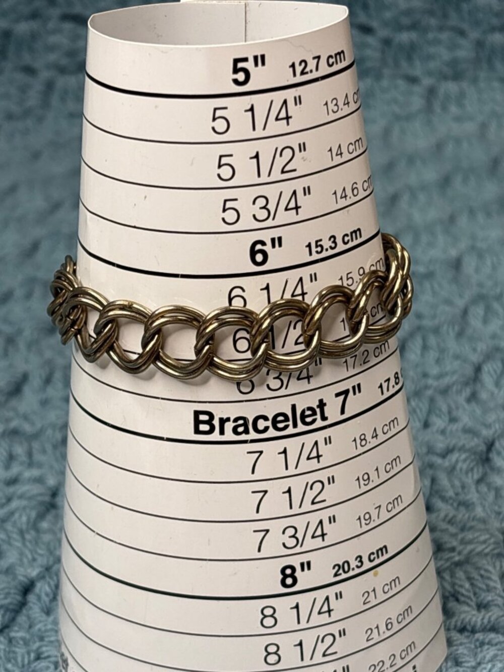 Vintage Silvertone Double Chain Bracelet Fold Over Clasp 6.5 inches Long